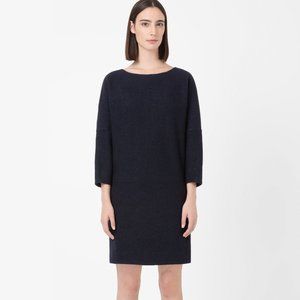 COS Navy Curved Seam Wool Jumper Dress